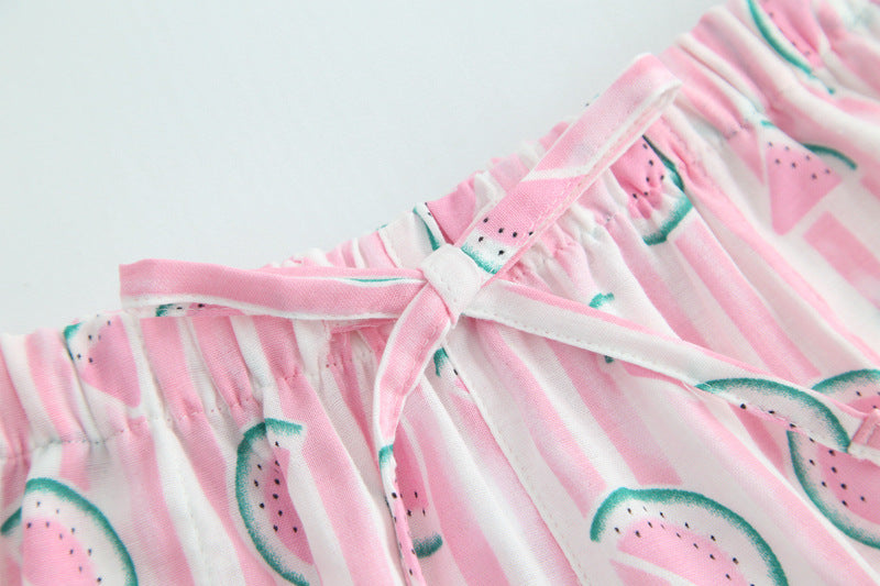 Cotton Double-layer Gauze Three-point Pajama Pants