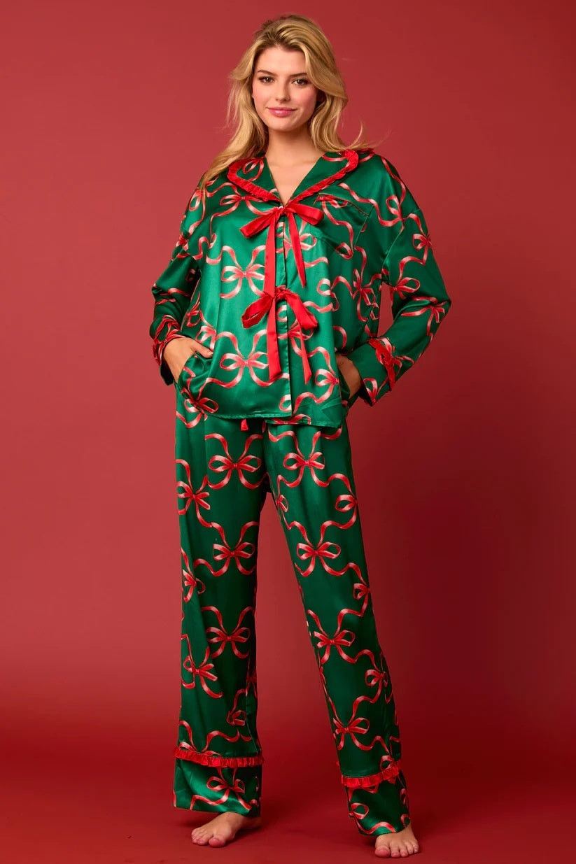 Christmas Bow Pajama Set For Women