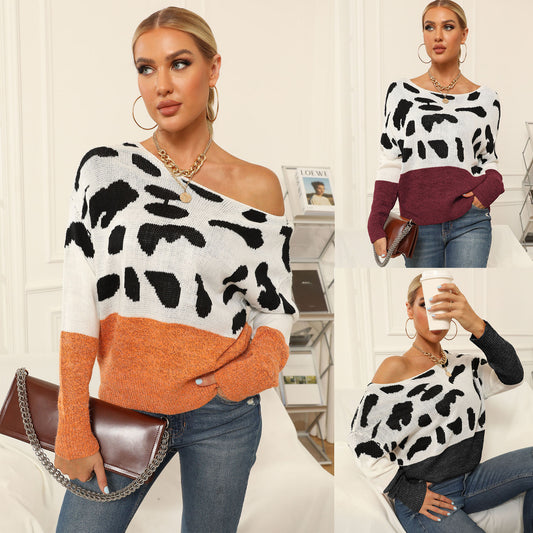 Womens Casual Loose-fitting Pullover Knit Top