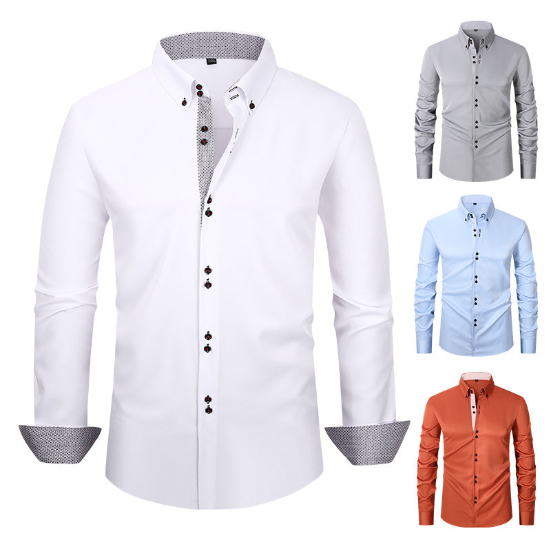 Men's Casual Business Plus-Size Long-Sleeve Shirt
