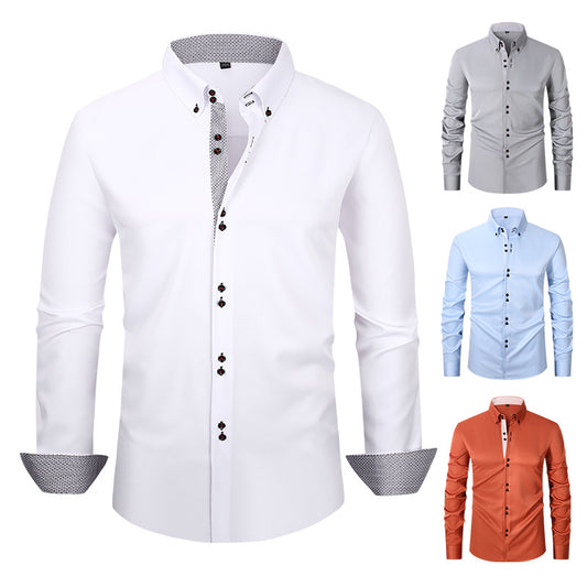 Men's Casual Business Plus-Size Long-Sleeve Shirt