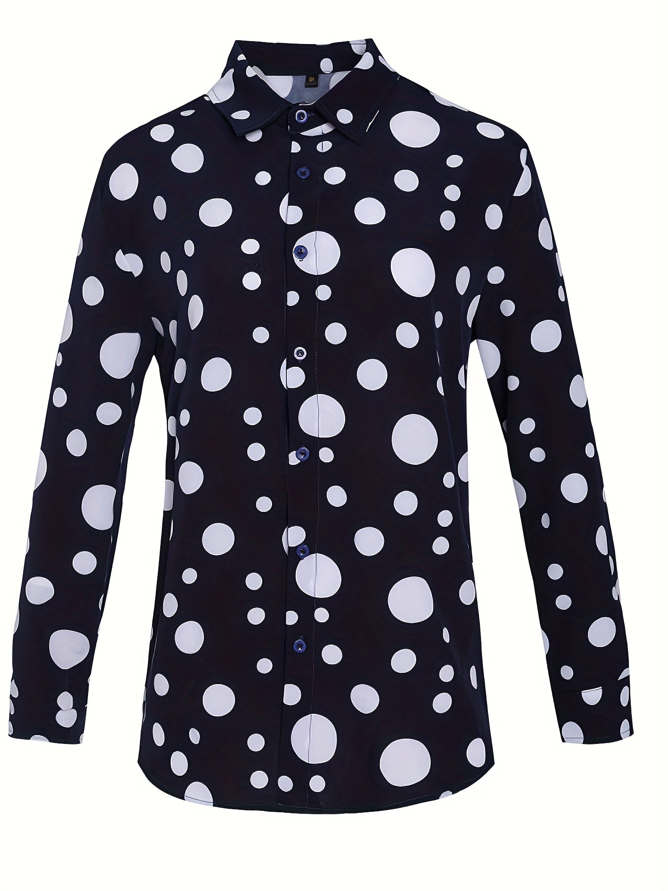 Casual And Versatile Long-sleeved Shirt With Polka Dot Prints For Teenagers And Men