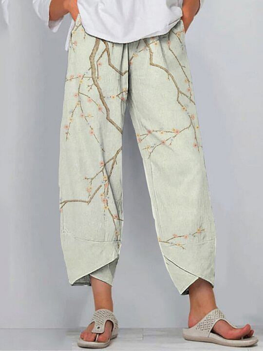 3D-printed Fashion-forward Capri Wide-leg Pants
