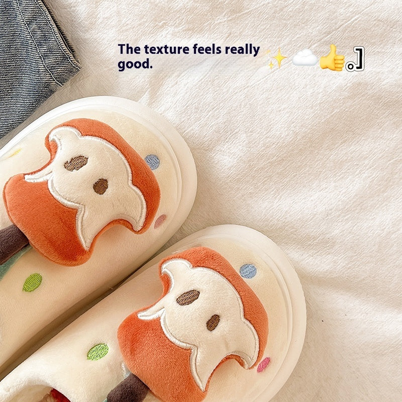Velvet Thermal Non-slip Cotton Slippers Women