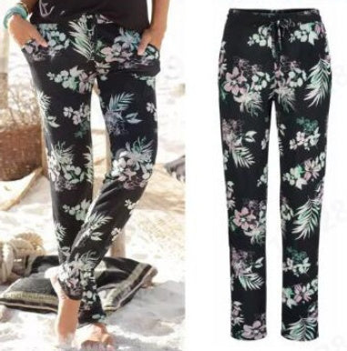 Loose printed high waist trousers