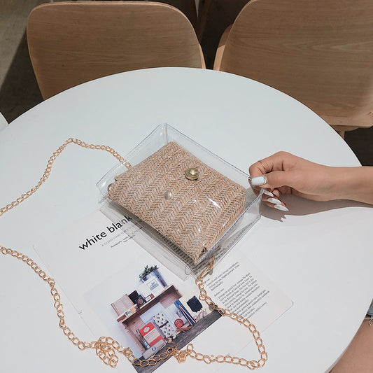 Summer Transparent Bag Fairy New Woven Picture Jelly Bag Wild Chic Chain List