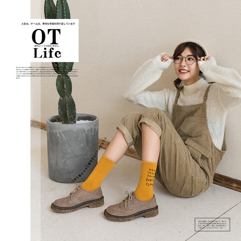 Women's alphabet pile cotton socks