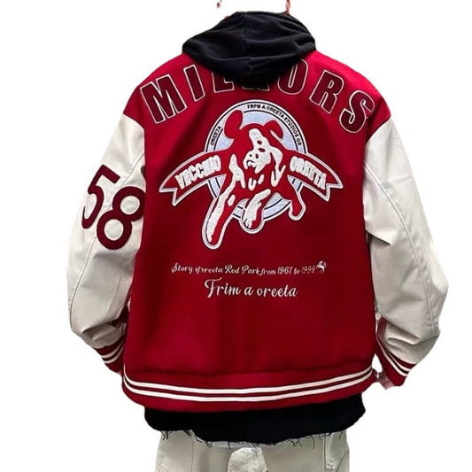 American Retro Letter Embroidered High Street Vibe Style Baseball Jersey