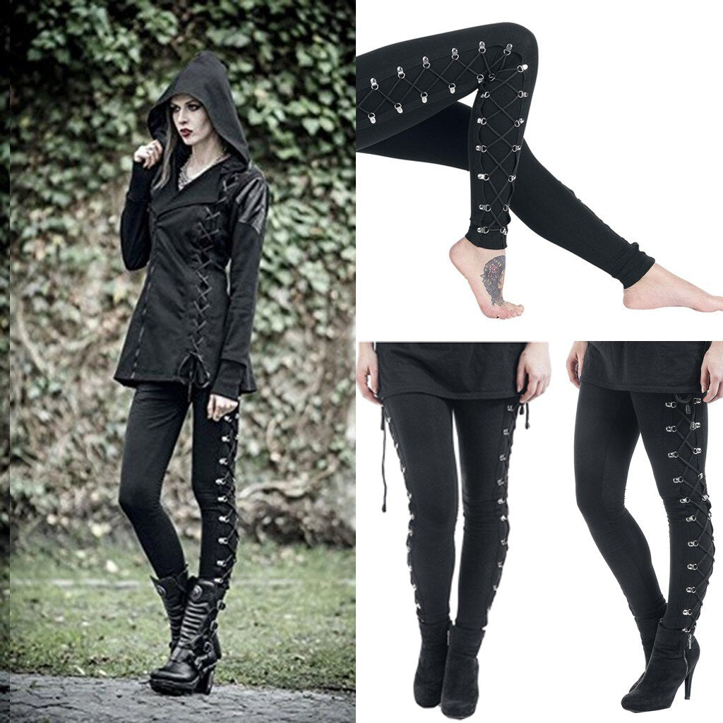 Slim Height Stretch All-Match Lace-Up Leggings Casual Pants
