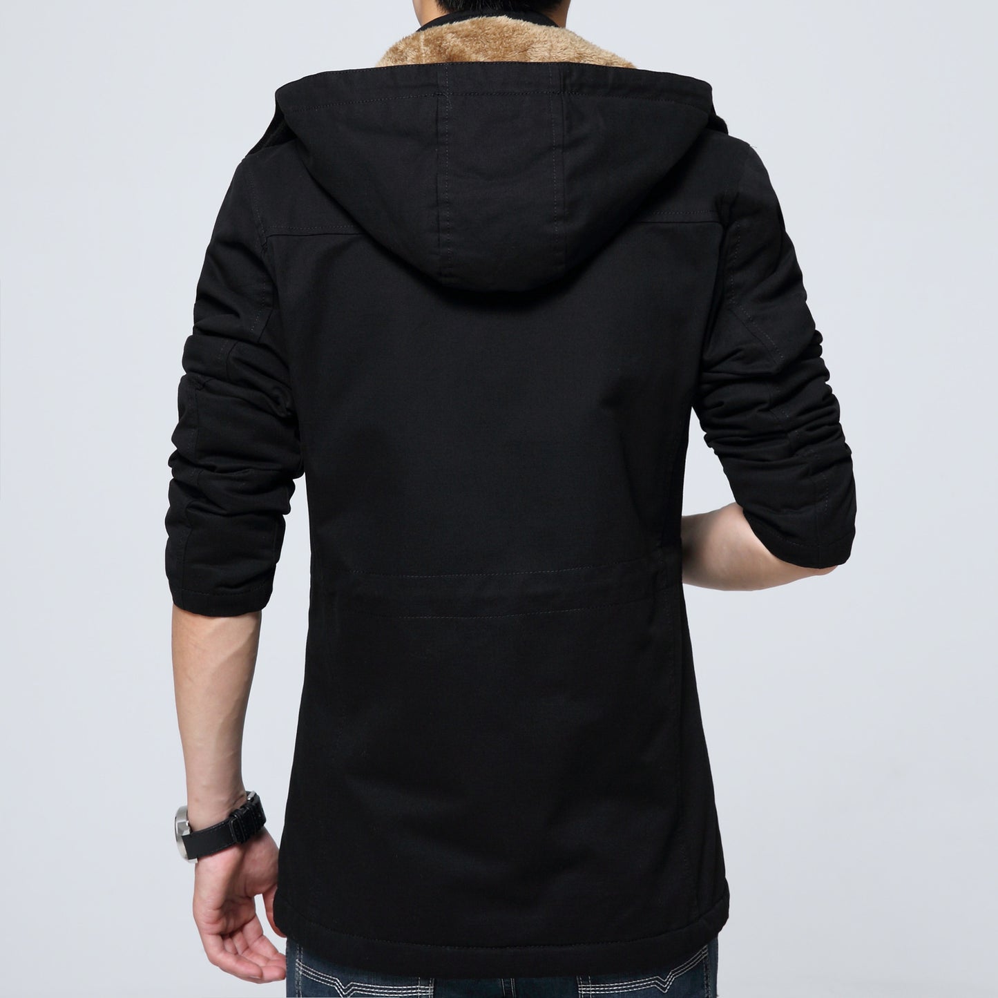 Autumn and winter new men's plus velvet trench coat