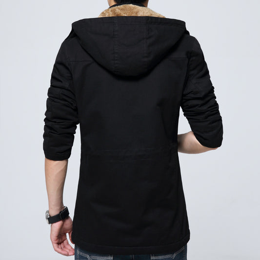 Autumn and winter new men's plus velvet trench coat