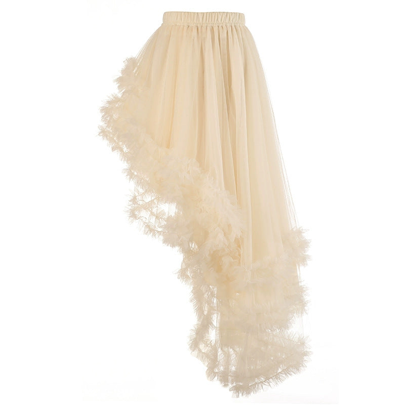 Women's Fashion Mesh Ruffled Irregular Skirt