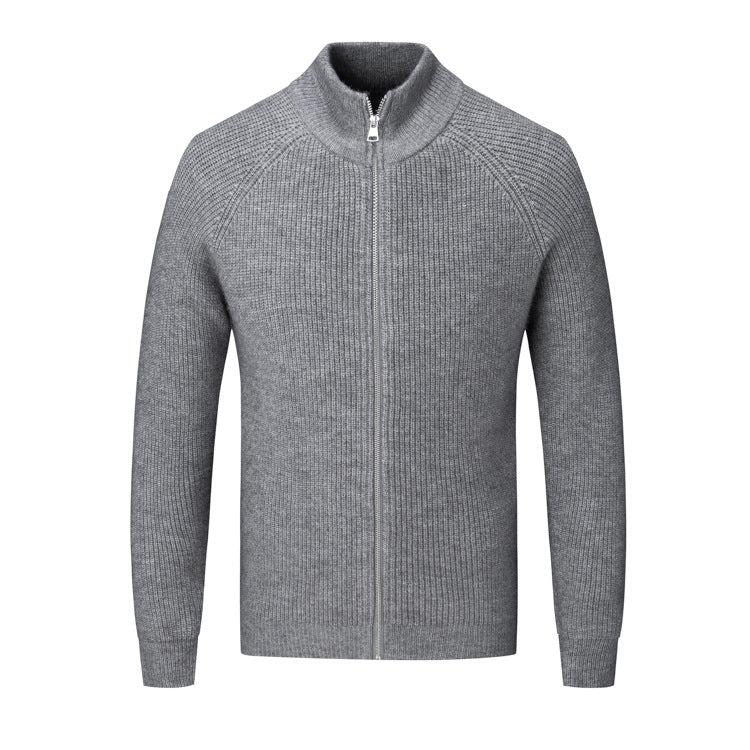 Men's Korean-style Stand-collar Sweater Casual Handsome Slim Knit Cardigan Jacket