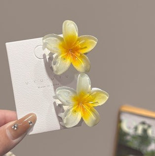 Plumeria Rubra Grip Flower Barrettes Female 4CM