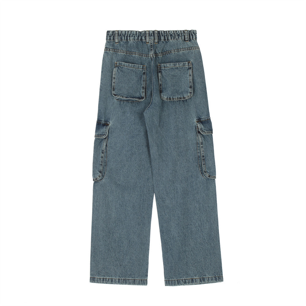 Men's Solid Color Multi-pocket Cargo Jeans
