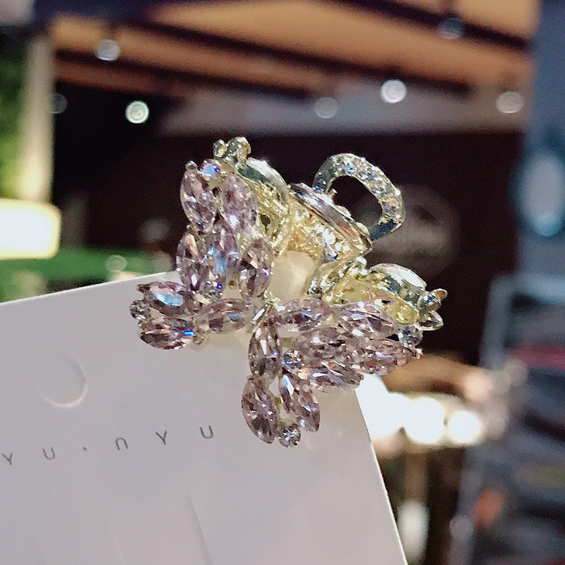 Crystal Bow Hairpin Cute Girl Back Of Head Clip Small Lairpin