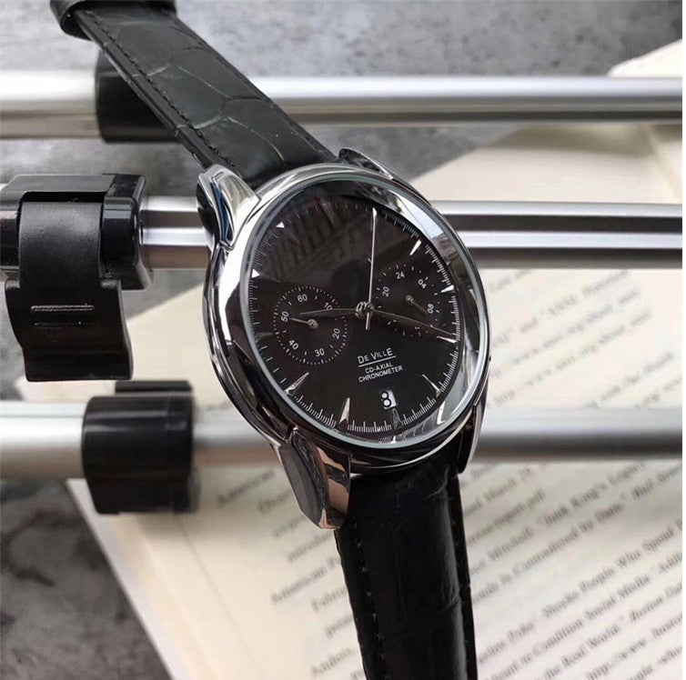 Men's waterproof leather quartz watch