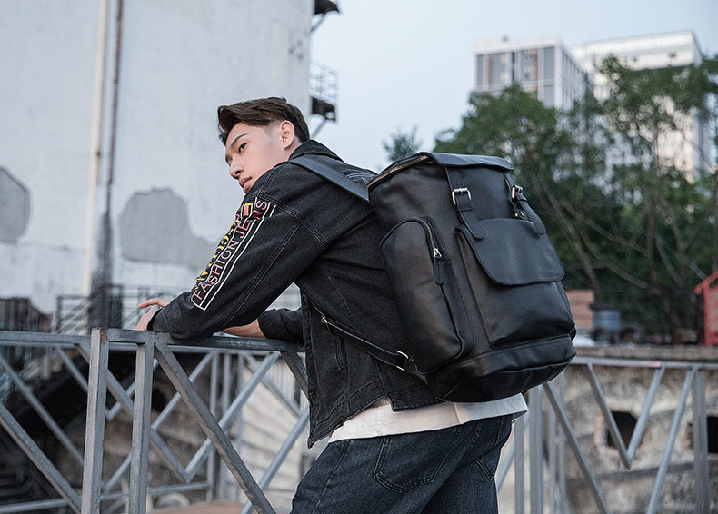 Handmade Genuine Leather British Style Large Capacity Men's Backpack Retro