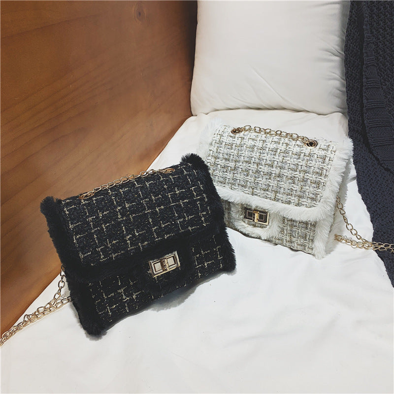 Small Square Woolen Crossbody Bag