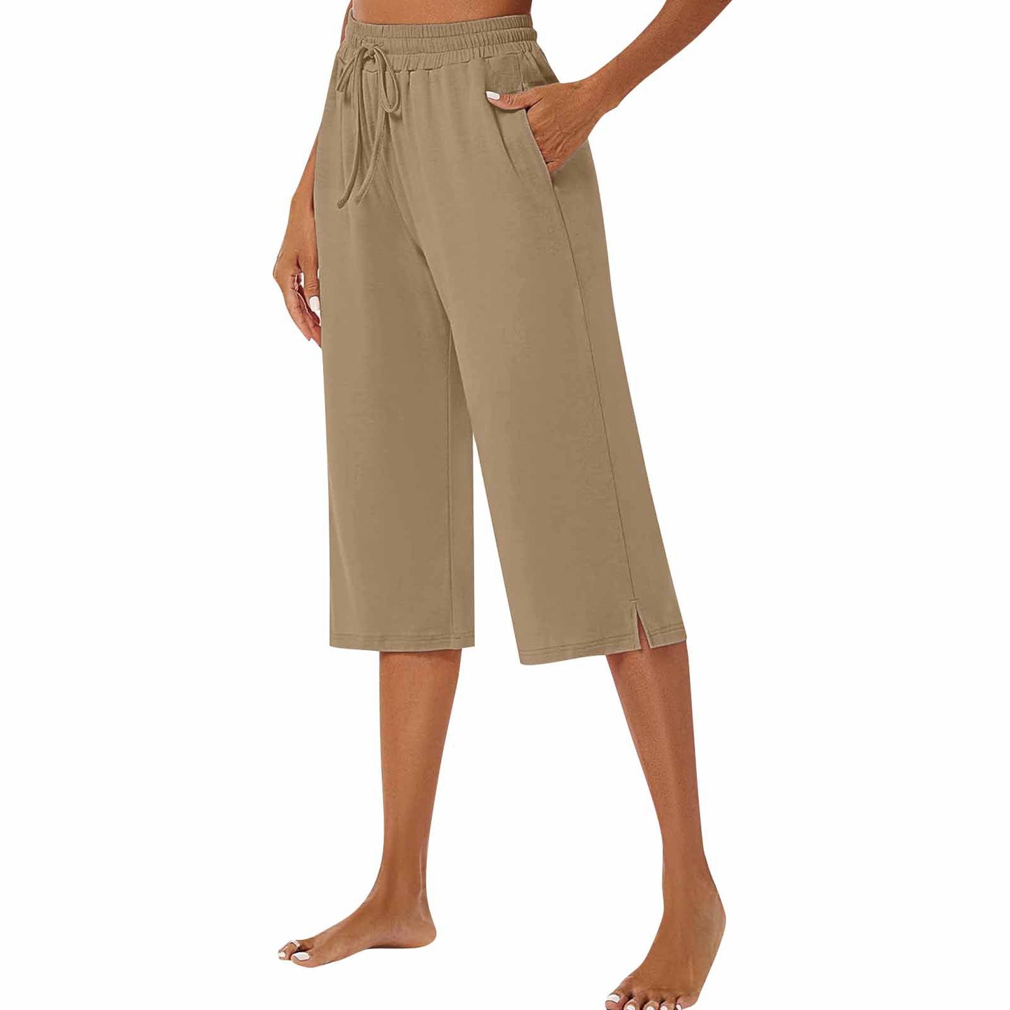 European American Polyester Wide-leg Pants Women's Casual Pants Artistic Retro Drape Slim Shorts