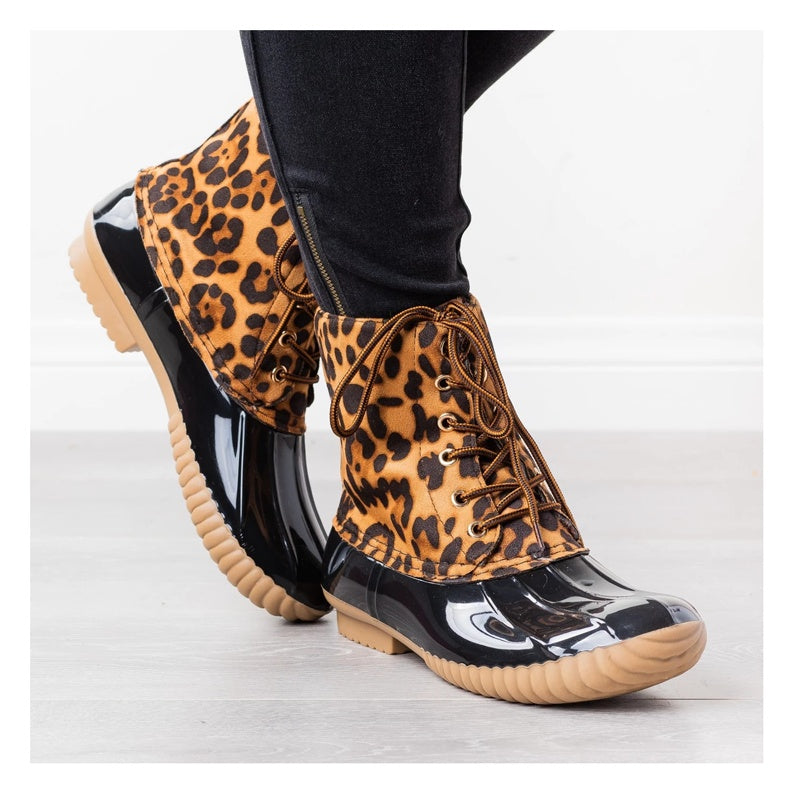 Large Size Women's Shoes Leopard Pint Color Matching Shell-toe Women's Boots