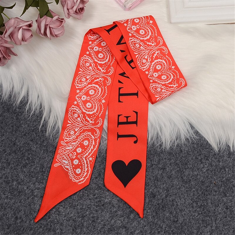 Silk scarf fashion ladies small scarf printed twill tie bag handle small ribbon