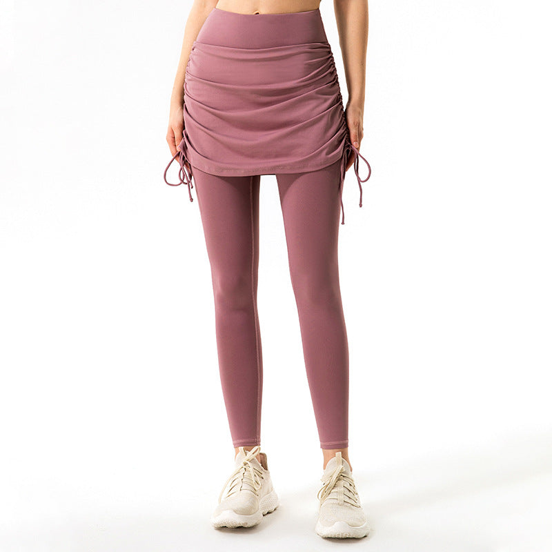 High Waist Yoga Pants Drawstring Strap Half Body