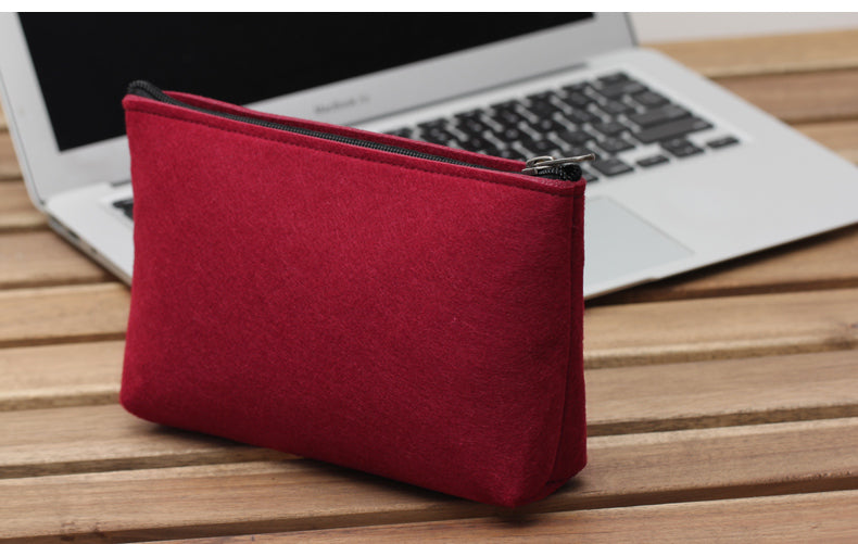 Wool felt cosmetic bag