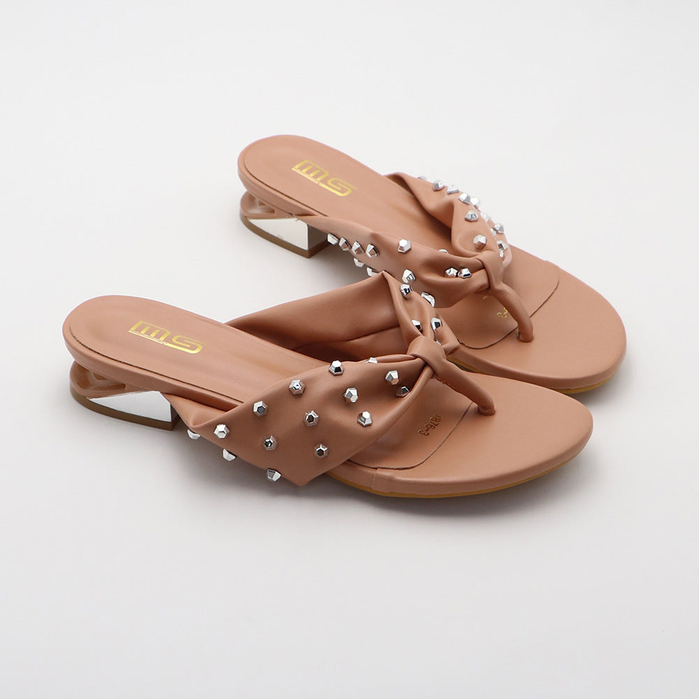Klipklapper Flade slippers med rhinsten Alsidige Komfortable Enkle