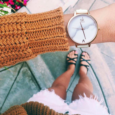 PU leather strap waterproof ladies watch