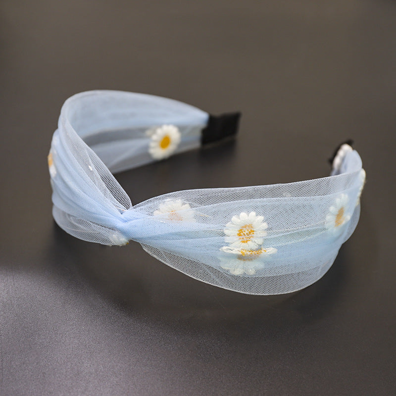 Lace transparent mesh embroidery small daisy headband