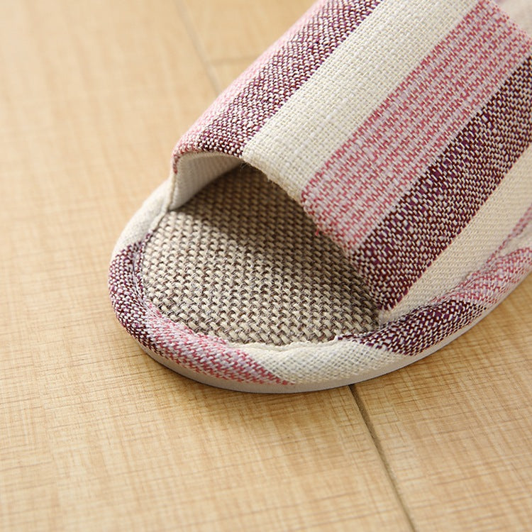 Home Cotton And Numb Floor Striped Slippers