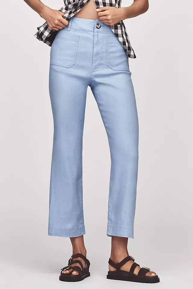 Casual Pants Straight High Waist Wide Leg Cropped Women's Pants