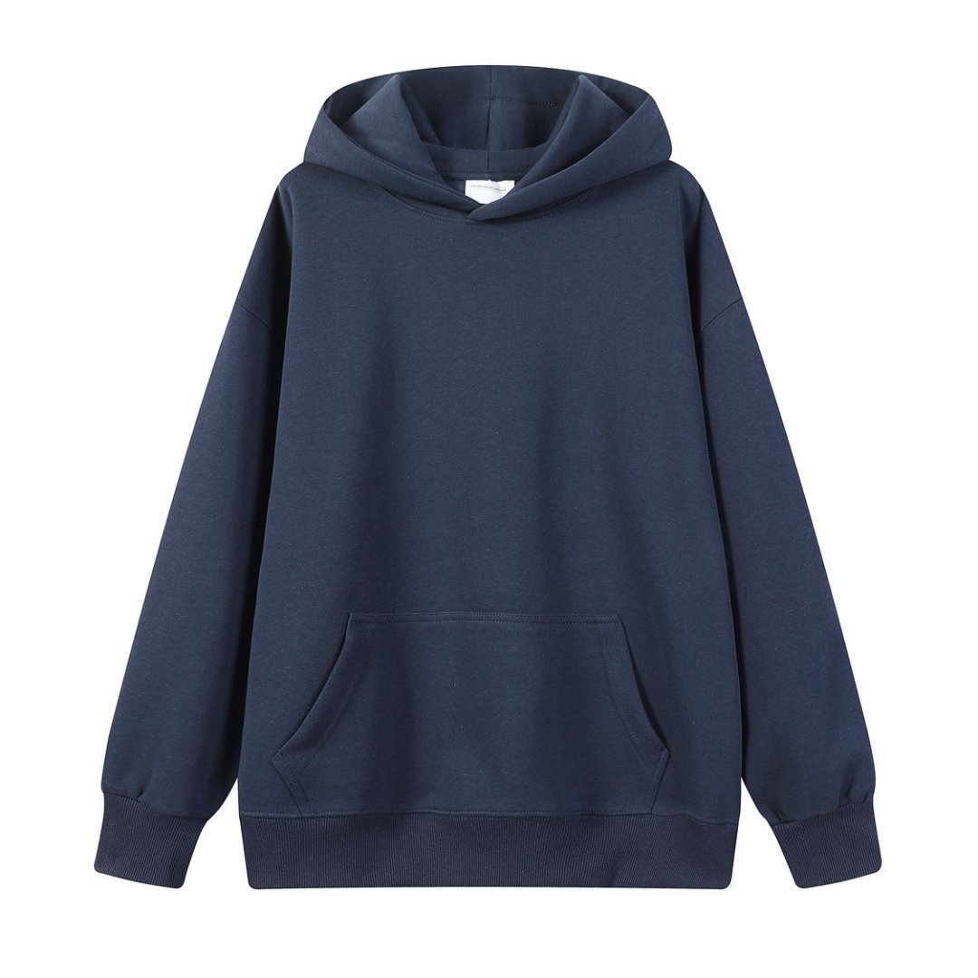 Loose-fit Drop-shoulder Design Solid-color Everyday Casual Hoodie