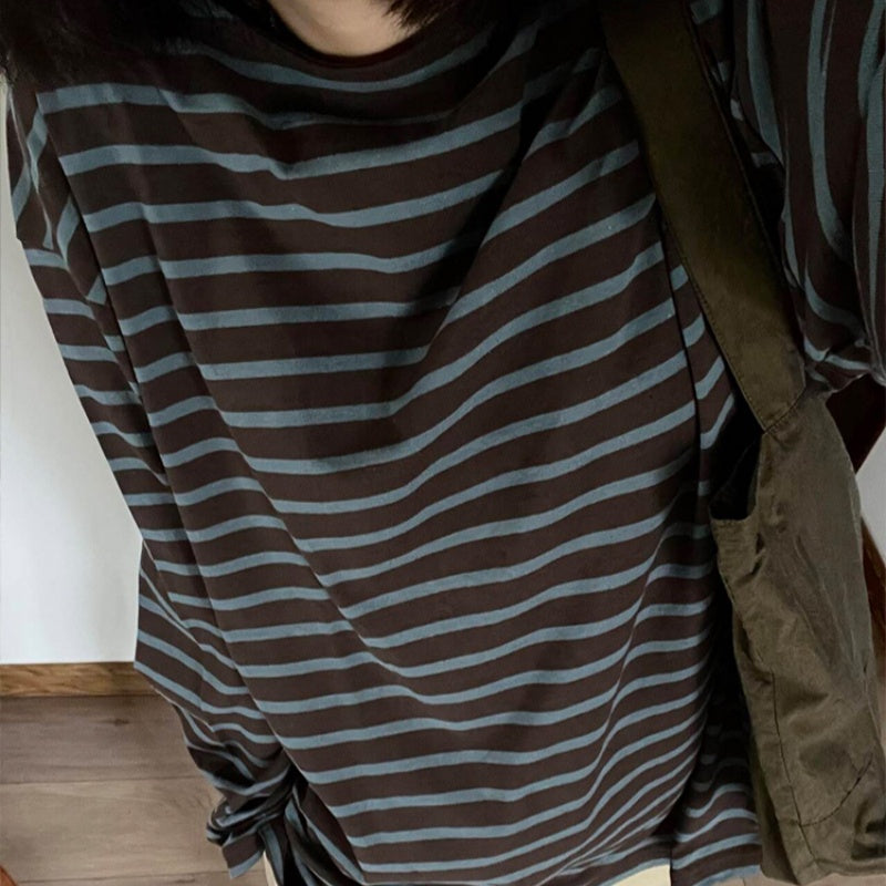 Vintage langærmet stribet T-shirt til inderlag