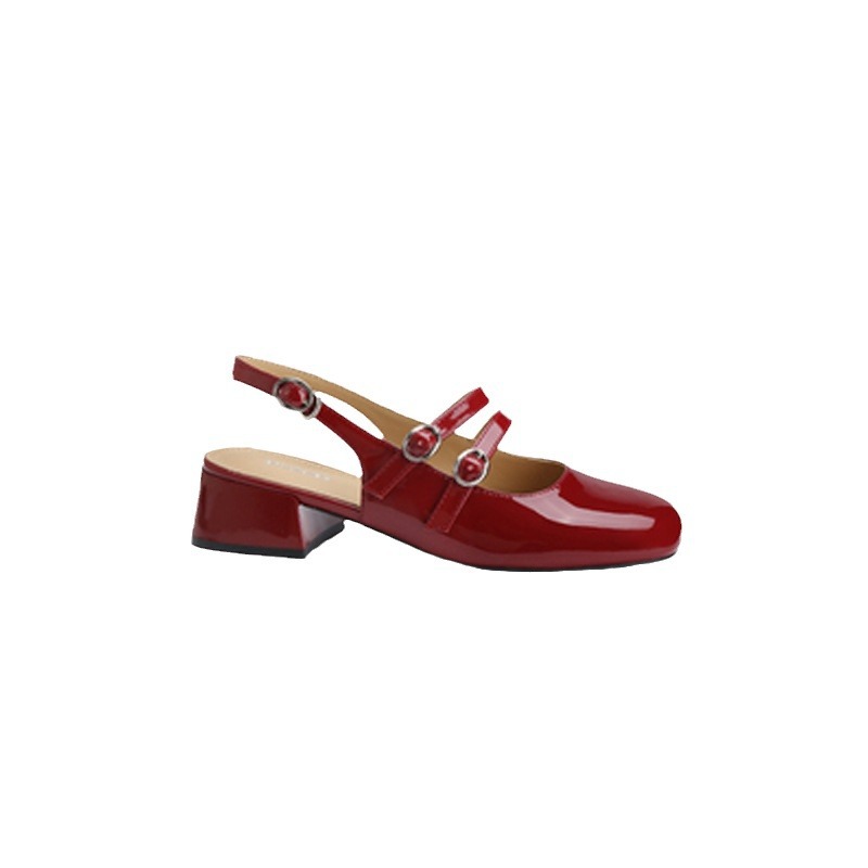 Women's Fashionable Retro Square-Toe Double-Breasted Sandals
