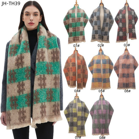 European And American-style Yarn Pattern Jacquard Scarf
