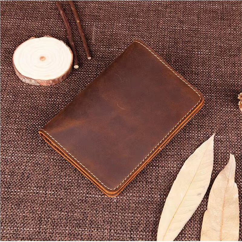 New 2022 Genuine Leather Passport Wallet Vintage Cow Leather Passport Cover Unisex Wallet Credit Card Holder Travel Wallet