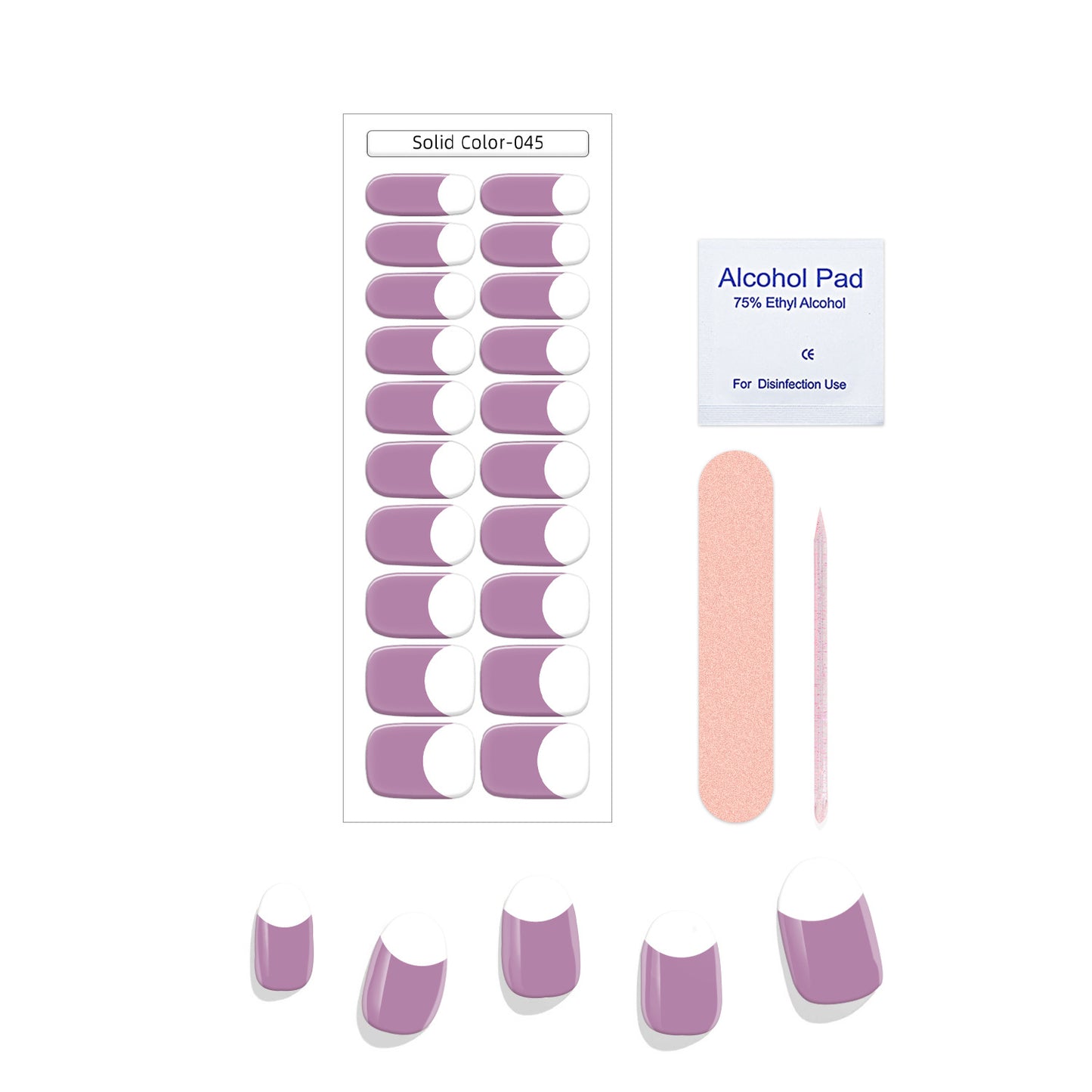 New French Solid Color Gel Waterproof Semi-baked Nail Stickers
