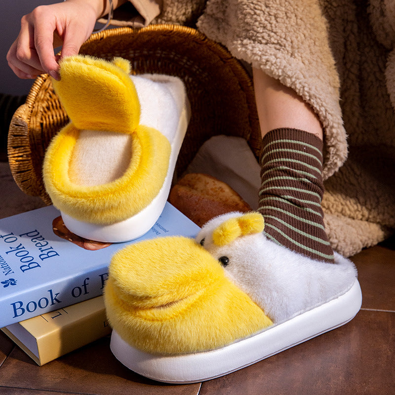 Women's Big Mouth Duck Thick Bottom And Warm Keeping Fleece-lined Home Indoor Cotton Slippers
