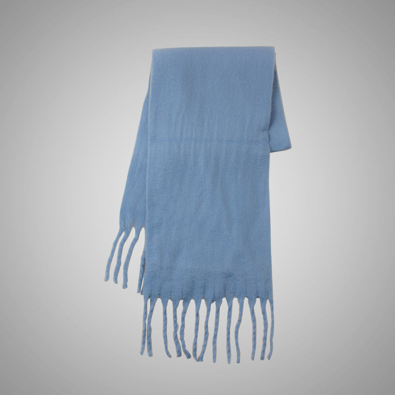 Mohair Casual Stil Blød Fluffy Ensfarvet Varmt Tørklæde