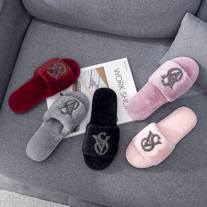 Women's Home Bright Diamond Warm Fashion Cotton Slippers