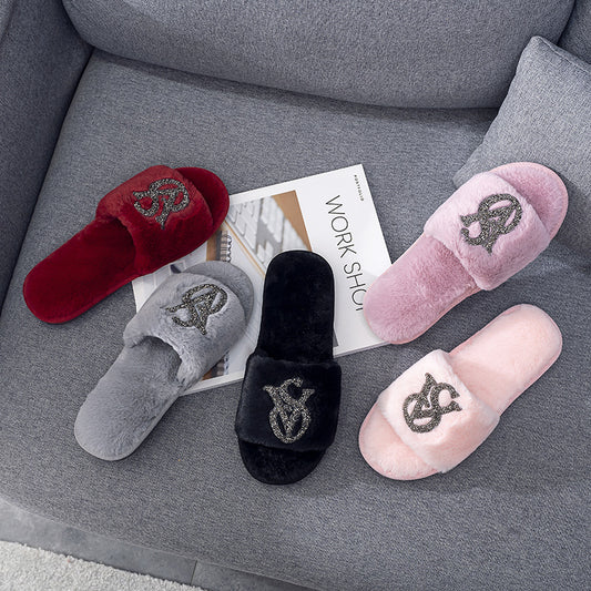 Women's Home Bright Diamond Warm Fashion Cotton Slippers