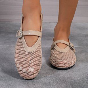 Round Head Rhinestone Buckle Mesh Hollow Out Women's Buckle