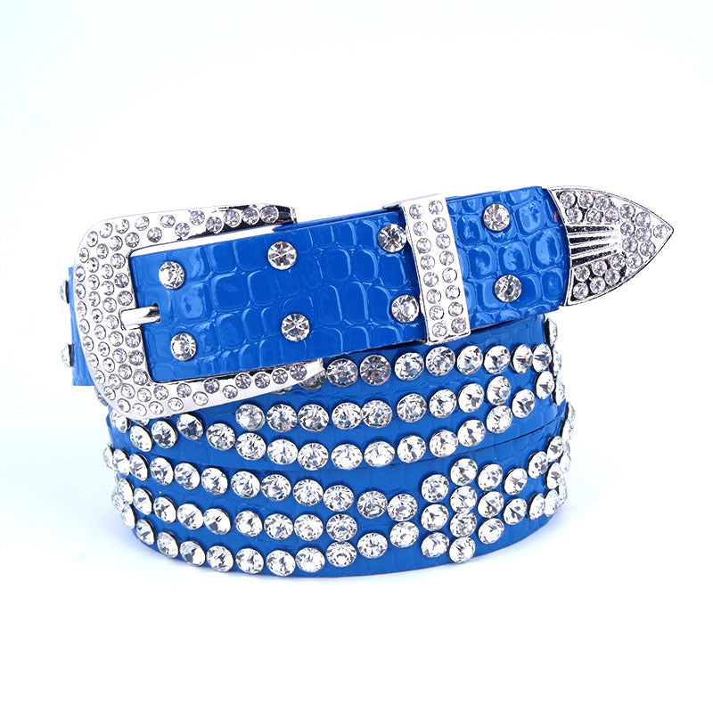 Women's Belt With Diamond-studded Leather Wide Jeans