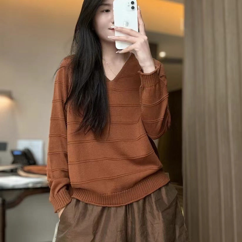 Artistic All-match V-neck Pullover Sweater