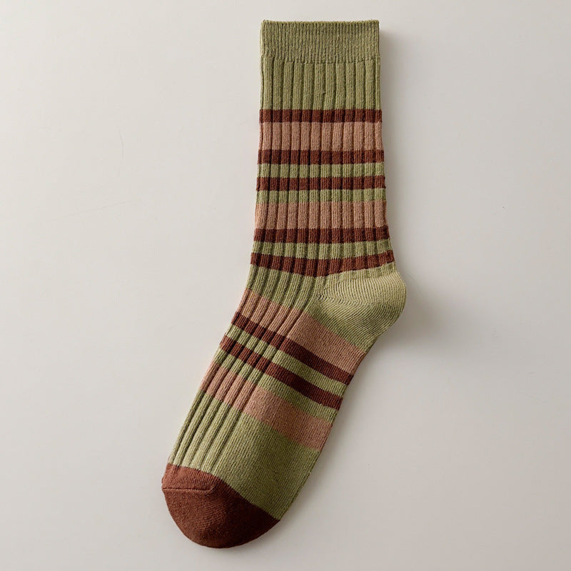 Women's Autumn And Winter Cotton Thickened Double Needle Tube Socks
