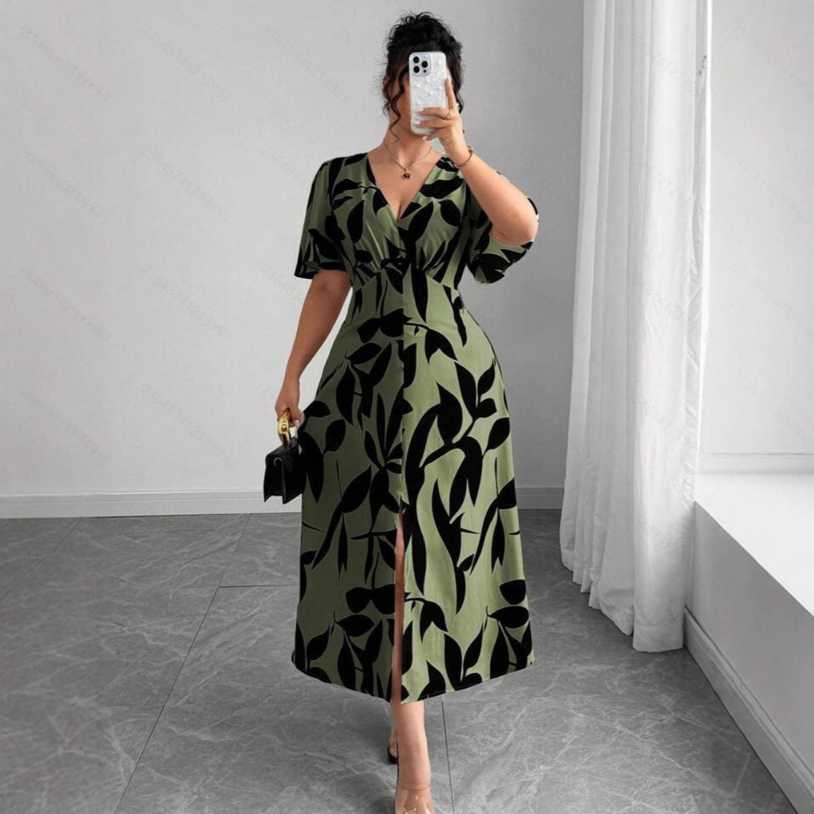 Plus-size Elegant V-neck Dress For Women