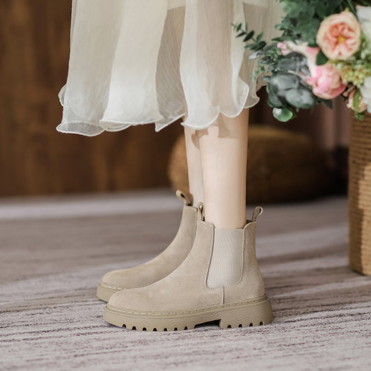 Women's British Style Leather Platform Martin Boots
