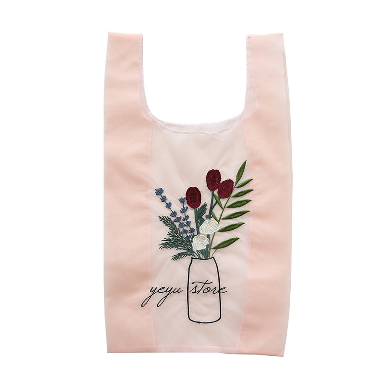 Transparent Handbag Mesh Embroidery Women
